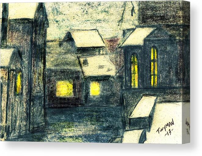 Village Canvas Print featuring the drawing Village by Dan Twyman