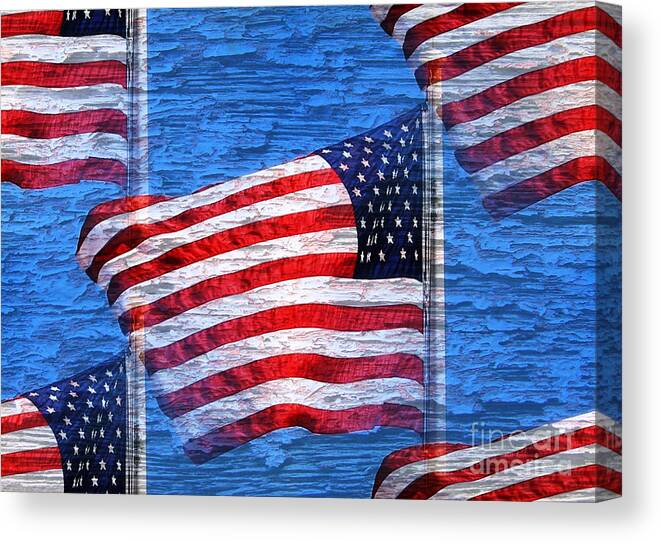 Flag Canvas Print featuring the photograph Vintage Amercian Flag Abstract by Judy Palkimas