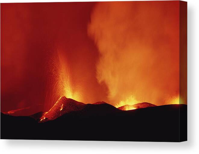 Feb0514 Canvas Print featuring the photograph Volcanic Eruption With Lava Fountain by Tui De Roy