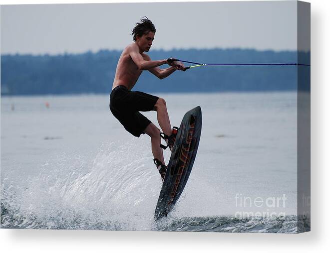 Wakeboard Canvas Print featuring the photograph Wakeboarder #1 by DejaVu Designs