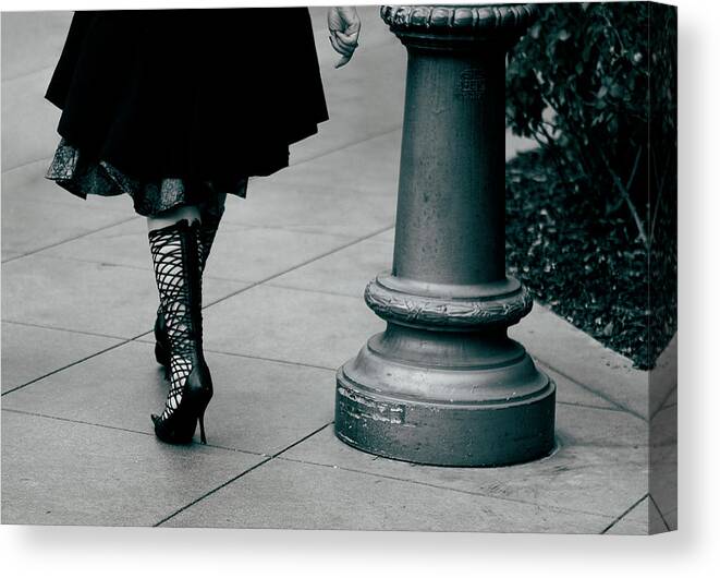 Black And White Canvas Print featuring the photograph Walk This Way by Lorraine Devon Wilke