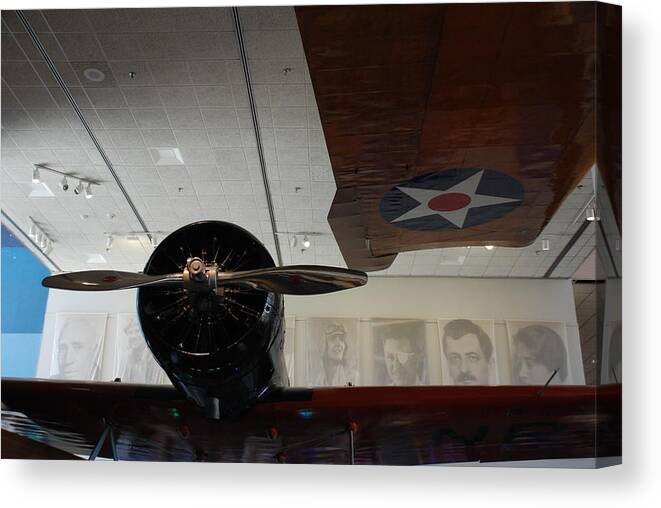 Aviators Canvas Print featuring the photograph Wall of Great Aviators by Kenny Glover