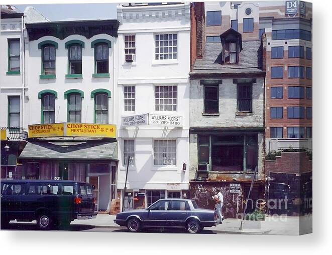 View Of Washington's Chinatown In The 1980s. Canvas Print featuring the photograph Washington Chinatown in the 1980s by Thomas Marchessault