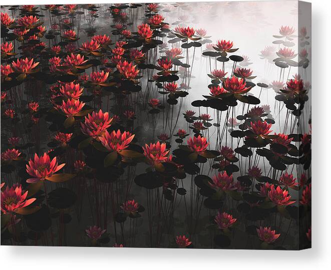 Lilies Canvas Print featuring the painting Waterlillies by Jan Keteleer