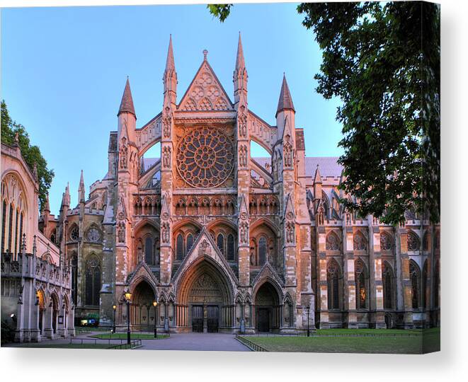 Gothic Style Canvas Print featuring the photograph Westminster Abbey At Dusk by Massimo Pizzotti