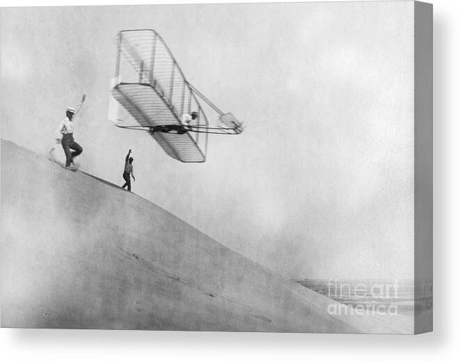 History Canvas Print featuring the photograph Wilbur Wright Pilots Early Glider 1901 by Science Source