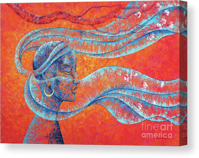 Woman Canvas Print featuring the painting Dhara by Yuliya Glavnaya