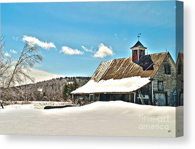 Winter Canvas Print featuring the photograph Winter Barn by Alana Ranney