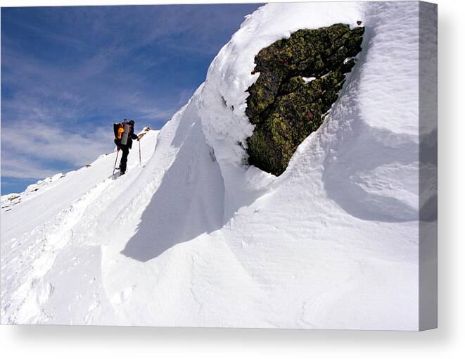 Mount Lafayette Canvas Print featuring the photograph Winter Climb on Mount Lafayette by Ken Stampfer