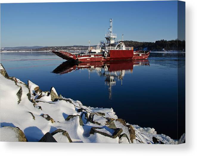 Ferry Canvas Print featuring the photograph Winter Ferry Crossing by Jeff Galbraith