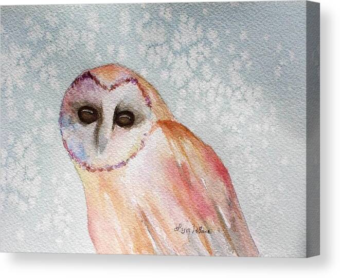 Owl Canvas Print featuring the painting Winter Owl by Lyn DeLano