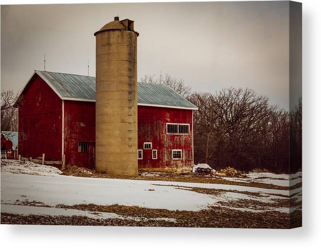 Big Barn Canvas Print featuring the photograph Wintry Day on the Farm by Kathleen Scanlan