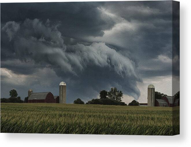 Landscape Canvas Print featuring the digital art Wisconsin Farm by Jack Zulli