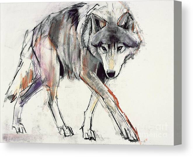 Wolf Canvas Print featuring the painting Wolf by Mark Adlington