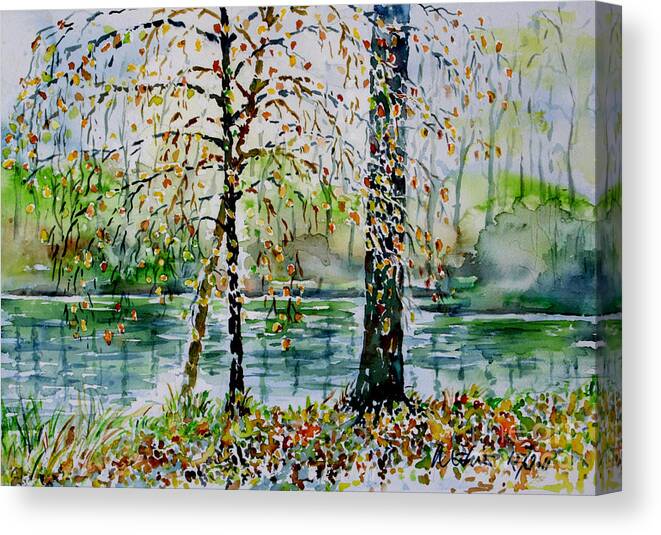 Watercolour Canvas Print featuring the painting Woodmans Pond by Almo M