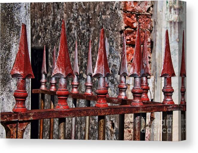Fence Canvas Print featuring the photograph Wrought Iron Fence Spears by Kathleen K Parker