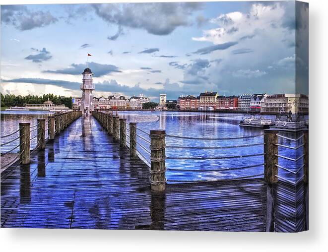 Lighthouse Canvas Print featuring the photograph Yacht and Beach Club Lighthouse by Thomas Woolworth