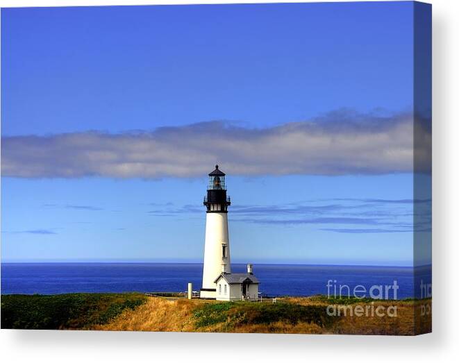 Lighthouses Canvas Print featuring the photograph Yaquina Head Light  2 by Mel Steinhauer