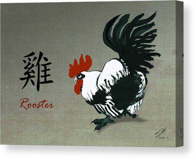 Chicken Canvas Print featuring the digital art Year of the Rooster by M Spadecaller