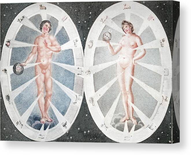 Astrology Canvas Print featuring the photograph Zoadiac Adam And Eve by Paul D Stewart