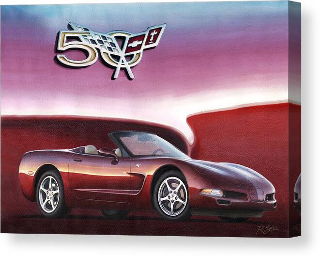 50th Anniversary Canvas Print featuring the painting 50th Anniversary Corvette #1 by Rod Seel