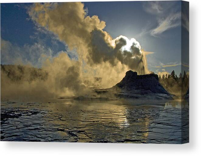 Yellowstone Canvas Print featuring the photograph Castle Geyser by Gordon Ripley