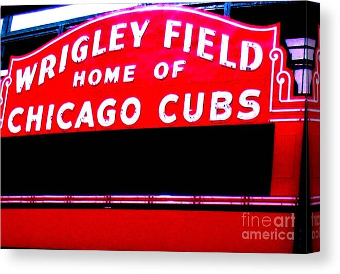 Photo Canvas Print featuring the photograph Wrigley Field Sign ll #1 by Marsha Heiken