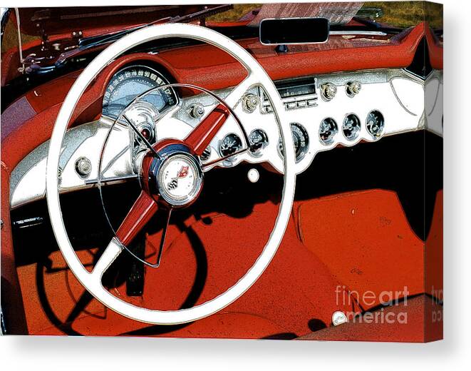 Chevy Canvas Print featuring the photograph 1957 Corvette Dashboard by Guy Harnett