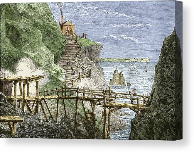 Botallack Copper And Tin Mine Canvas Print featuring the photograph 19th-century Tin Mine, Cornwall by Sheila Terry