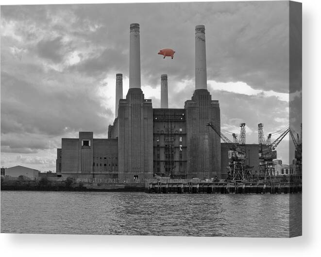 Pink Floyd Canvas Print featuring the photograph Pink Floyd Pig at Battersea #2 by Dawn OConnor