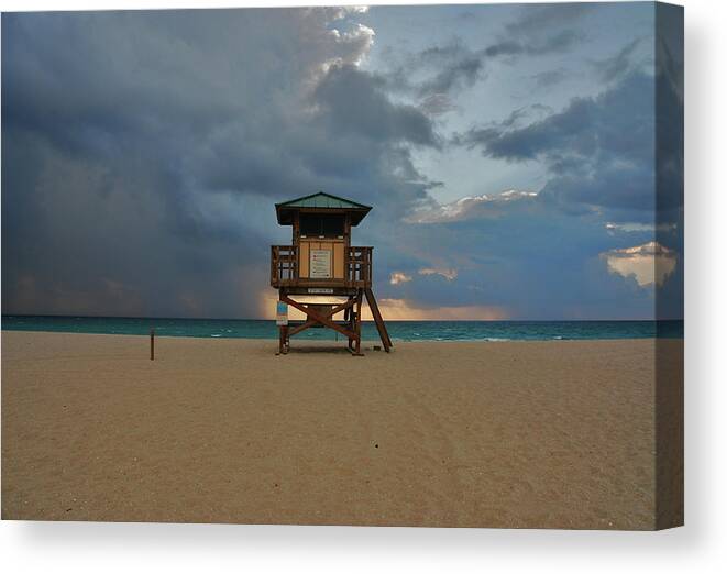 Storm Clouds Beach Canvas Print featuring the photograph 26- Storm Front by Joseph Keane