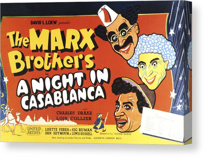 1940s Movies Canvas Print featuring the photograph A Night In Casablanca, From Top by Everett