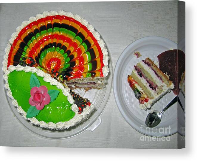 Food Canvas Print featuring the photograph A Rainbow Cake- Yummy by Ausra Huntington nee Paulauskaite