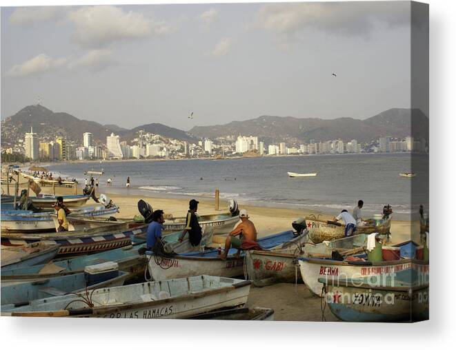 Mexico Canvas Print featuring the photograph Acapulco Fishermen by John Mitchell
