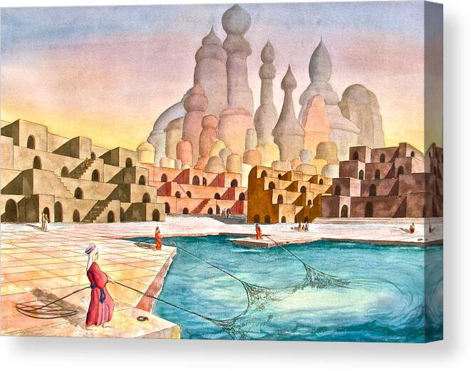 Atlantis Canvas Print featuring the painting Atlantis Retrospect by Frank SantAgata