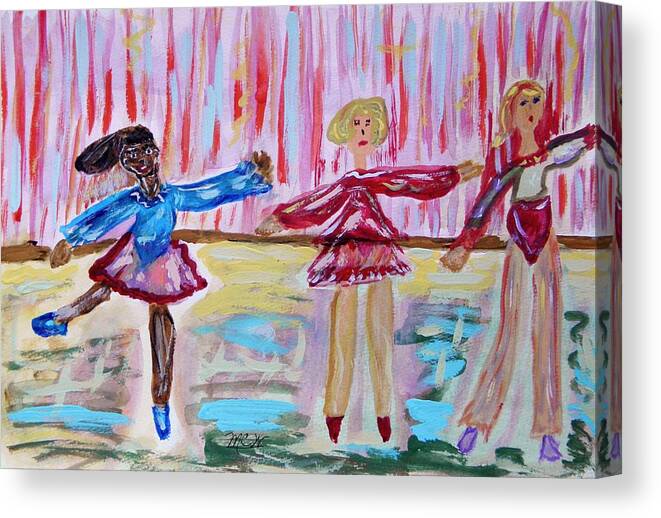 Ballet Canvas Print featuring the painting Ballerina Class by Mary Carol Williams