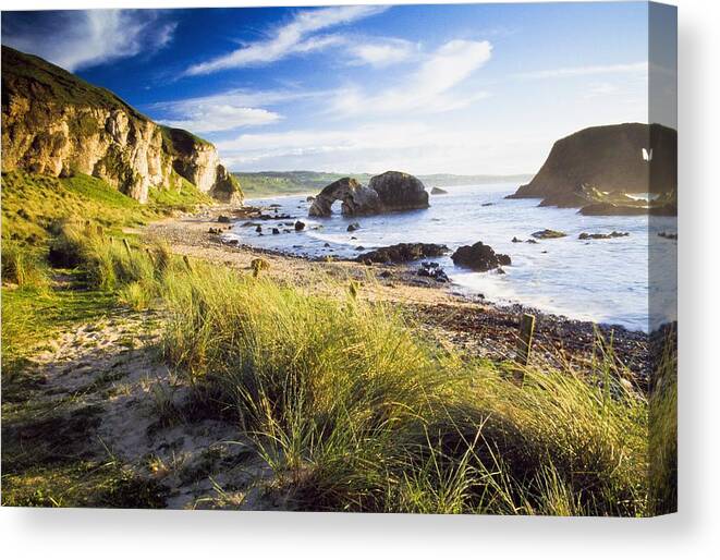 Day Canvas Print featuring the photograph Ballintoy, County Antrim, Ireland Beach by The Irish Image Collection 