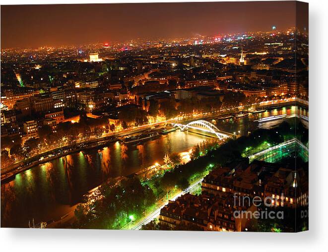 Aerial Canvas Print featuring the photograph City of Light by Elena Elisseeva