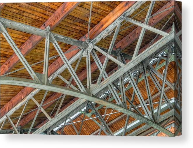 Arts District Canvas Print featuring the photograph Colorized Trusses by Dennis Dame