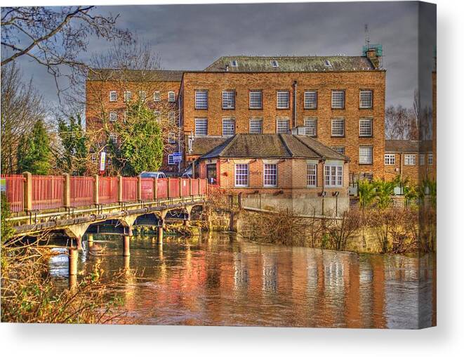Waterways Canvas Print featuring the photograph Cotton mill near Derby by Rod Jones