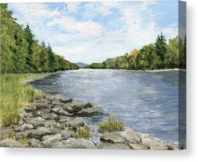 Delaware River Canvas Print featuring the painting Dingman's Ferry by Margie Perry