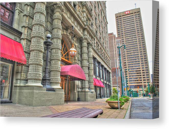  Canvas Print featuring the photograph Ellicott Square Building and HSBC by Michael Frank Jr