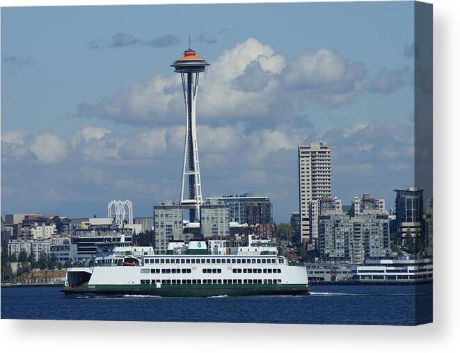Space Needle Canvas Print featuring the photograph Elliott Bay by Jerry Cahill