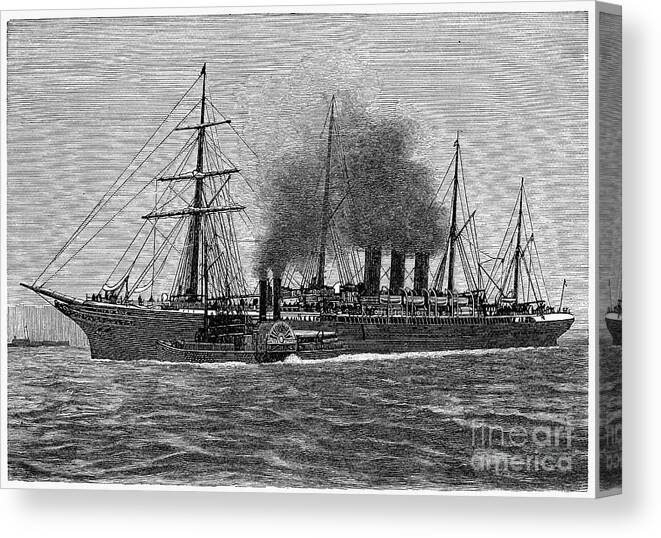 1881 Canvas Print featuring the photograph English Steamship, 1881 by Granger