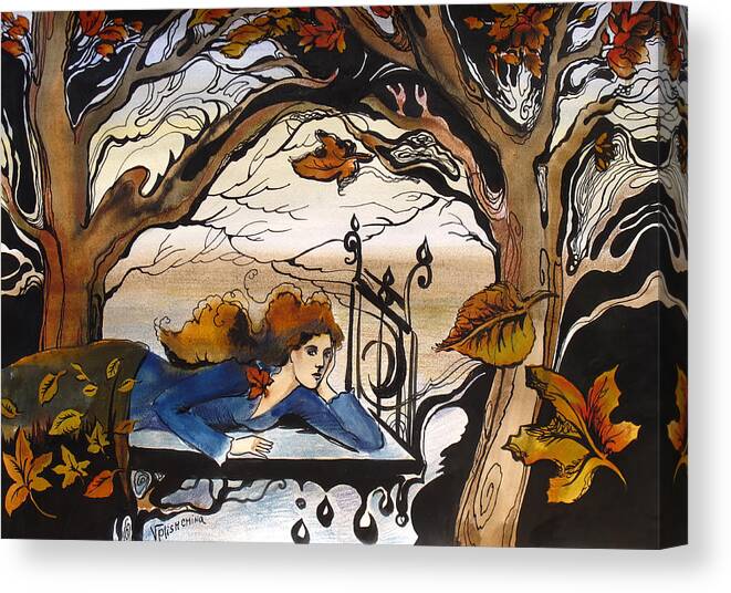 Fall Canvas Print featuring the painting Fall by Valentina Plishchina