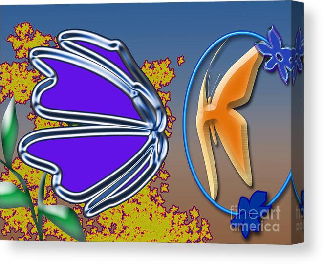 Butterfly Canvas Print featuring the digital art First Love by Donna Brown