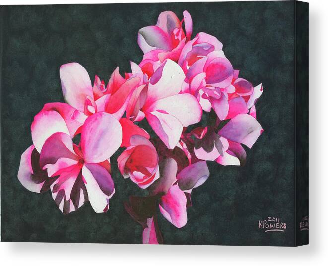 Watercolor Canvas Print featuring the painting Flower Cluster by Ken Powers