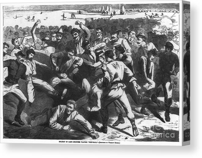 1865 Canvas Print featuring the photograph Football: Soldiers, 1865 by Granger