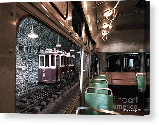 Trolleys Canvas Print featuring the photograph Fulton Landing Trolley by Jonathan Fine