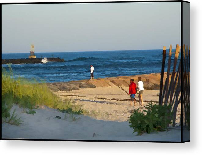 Shinnecock Inlet Canvas Print featuring the photograph Going Fishing by Cathy Kovarik